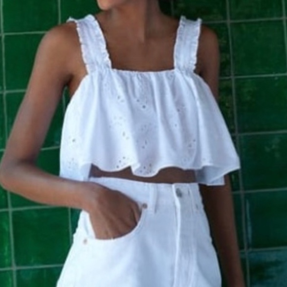 Zara embroidered openwork cotton top bloggers fav